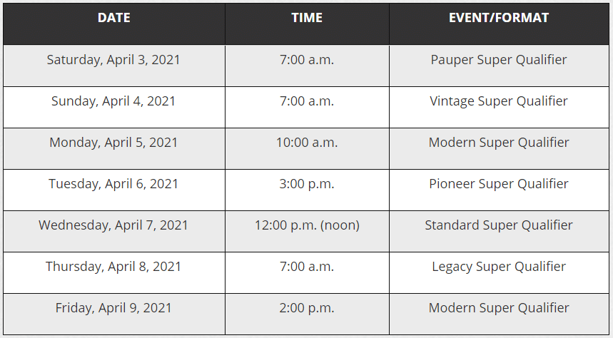 Magic: The Gathering Online All-Access Event Schedule
