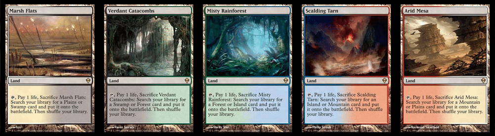 Five Zendikar Enemy Fetch Lands
