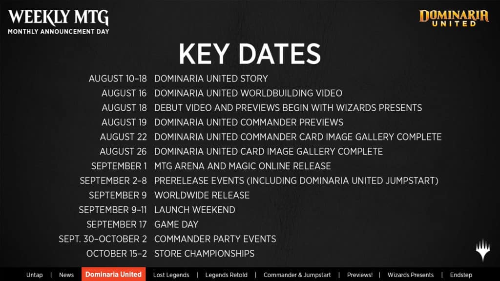 Dominaria United Key Dates