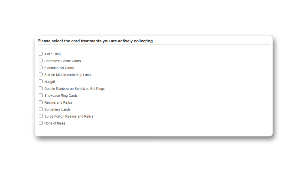 LOTR MTG Player Survey