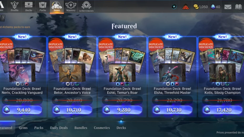 MTG Arena Commander Deck Pricing