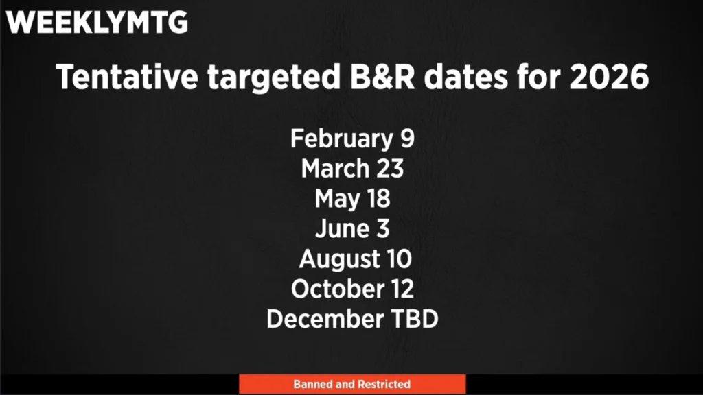 MTG 2026 Ban Schedule Dates